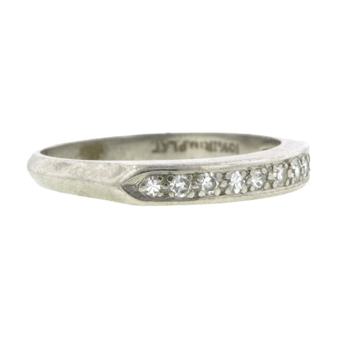 Vintage ring: a Platinum Diamond Wedding Band sold by Doyle & Doyle vintage and antique jewelry boutique.