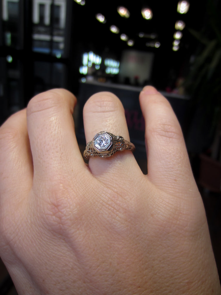 Art Deco Diamond Engagement Ring, TRB 0.16ct :: Doyle & Doyle