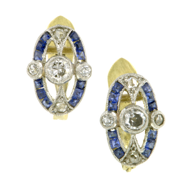 Vintage Diamond & Sapphire Earrings::Doyle & Doyle