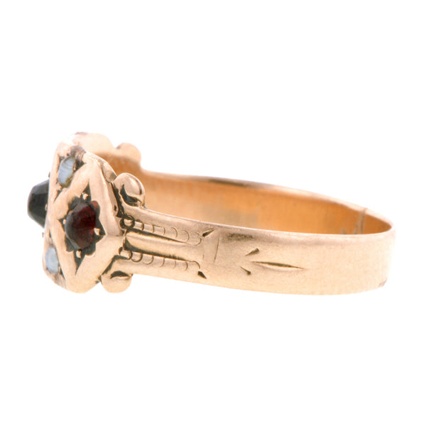 Victorian Garnet & Pearl Ring::Doyle & Doyle