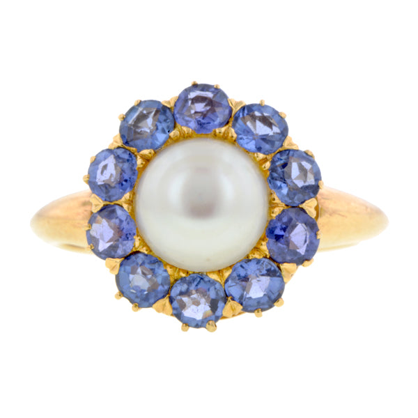 Victorian Pearl & Sapphire Ring :: Doyle & Doyle