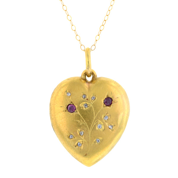 Victorian Ruby & Diamond Heart Locket