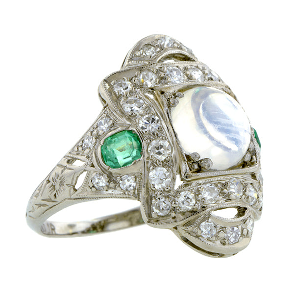 Art Deco Moonstone Diamond Ring