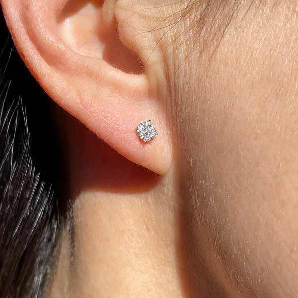 Diamond Cluster Stud Earrings sold by Doyle and Doyle an antique and vintage jewelry boutique