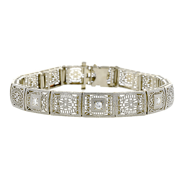 Vintage Filigree Diamond Bracelet: