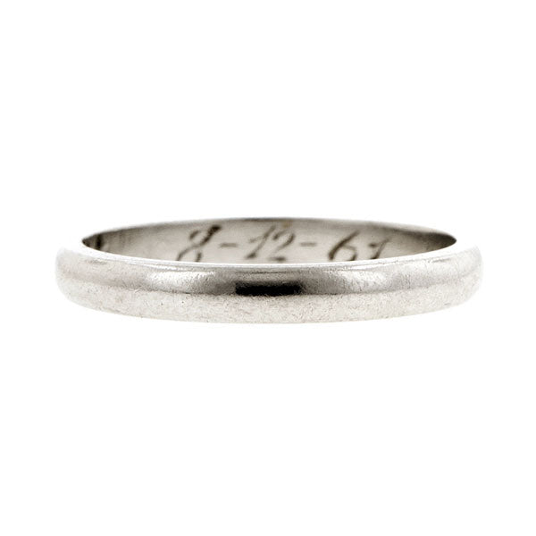 Vintage ring: a Platinum Half Round Wedding Band sold by Doyle & Doyle vintage and antique jewelry boutique.