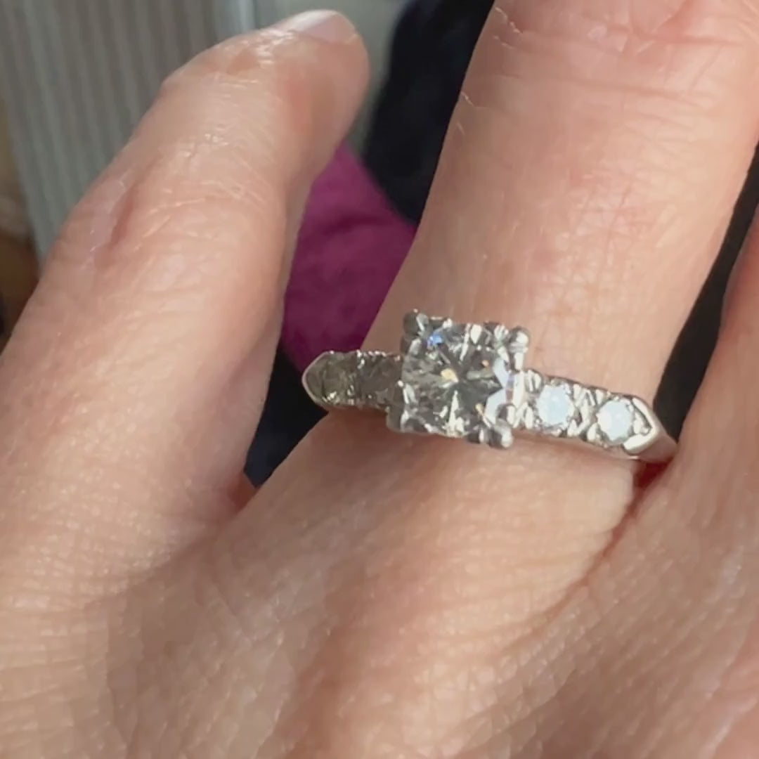 Art Deco Engagement Ring, RBC 0.40ct. sold by Doyle and Doyle an antique and vintage jewelry boutique