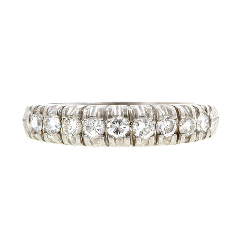 Vintage Diamond Wedding Band Ring, Platinum, sold by Doyle & Doyle vintage and antique jewelry boutique.