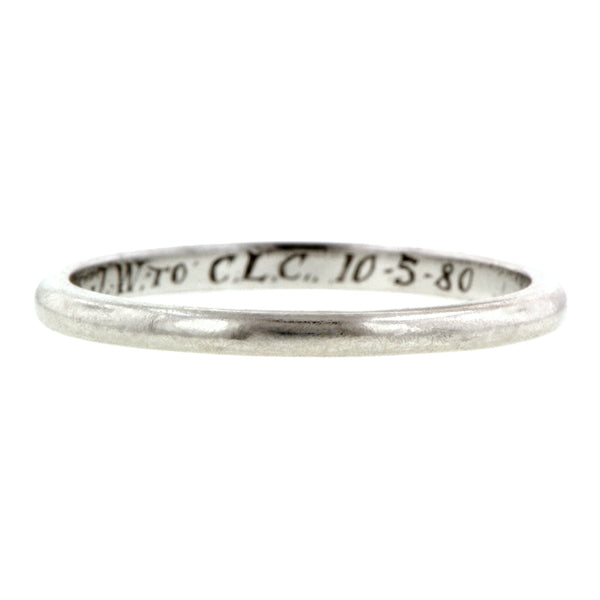 Vintage Platinum Wedding Band sold by  Doyle & Doyle vintage and antique jewelry boutique.