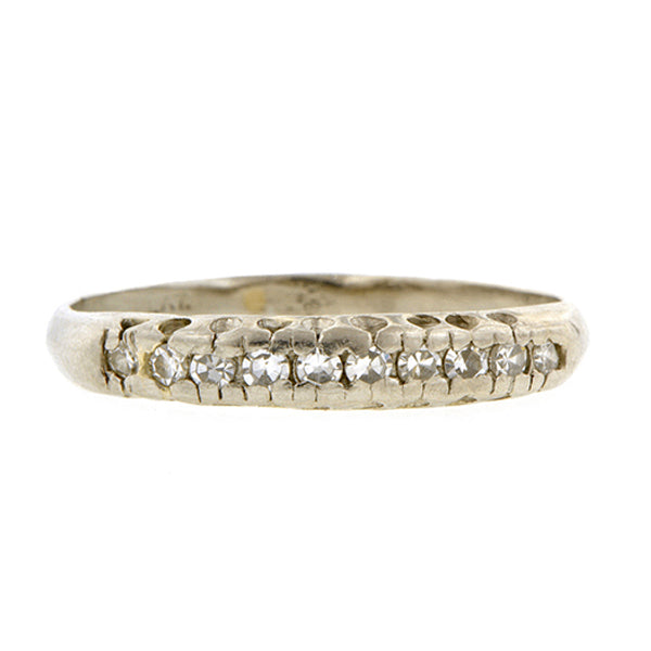 Vintage Diamond Wedding Band Ring, Platinum, sold by Doyle & Doyle vintage and antique jewelry boutique.