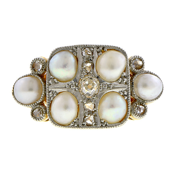 Edwardian Pearl & Diamond Ring:: Doyle & Doyle