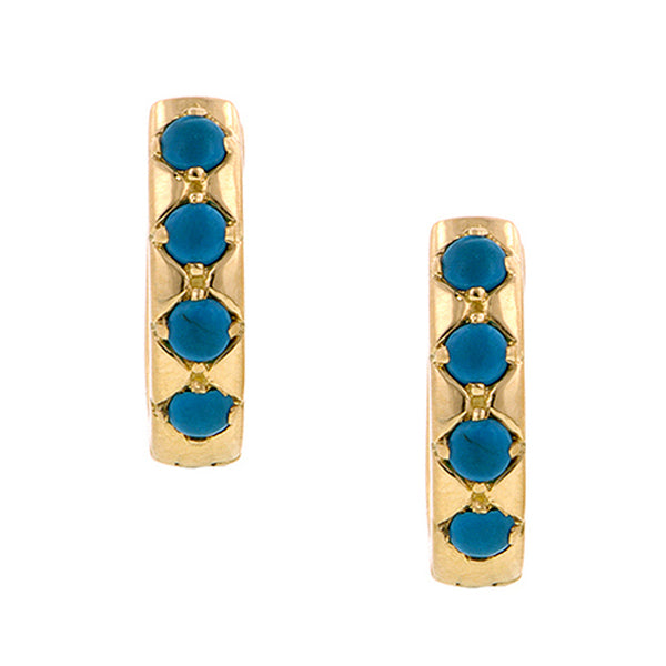 Turquoise Huggie Earrings- Heirloom by Doyle & Doyle::