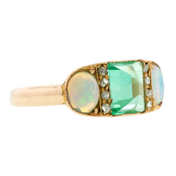Antique Emerald, Opal & Diamond Ring : Doyle & Doyle