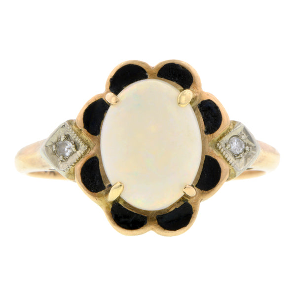 Vintage Opal & Diamond Ring:: Doyle & Doyle