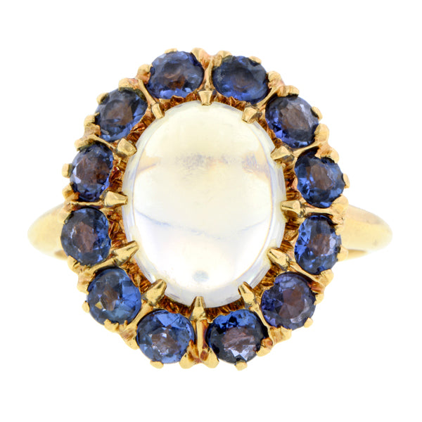 Antique Moonstone & Sapphire Cluster Ring:: Doyle & Doyle