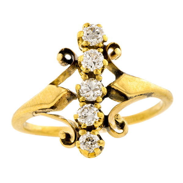 Antique Five Diamond Ring,  0.20ctw::Doyle & Doyle