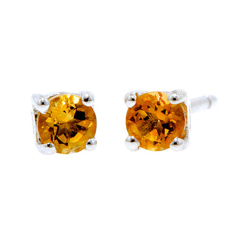 Round Citrine 3mm Stud Earrings sold by Doyle and Doyle an antique and vintage jewelry boutique