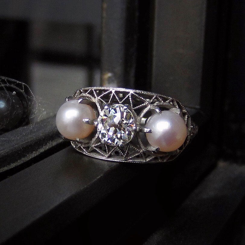 Vintage Diamond & Pearl Ring:: Doyle & Doyle