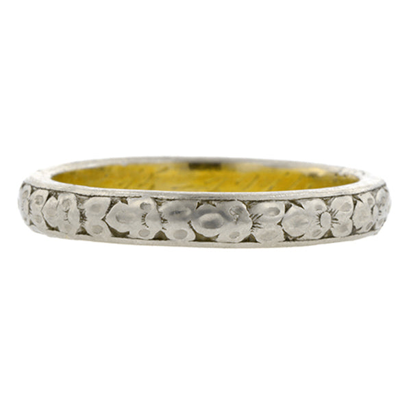Edwardian Wedding Band Ring with Pattern sold by Doyle & Doylean antique and vintage jewelry store.