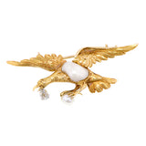 Antique Baroque Pearl & Diamond Bird Brooch:: Doyle & Doyle