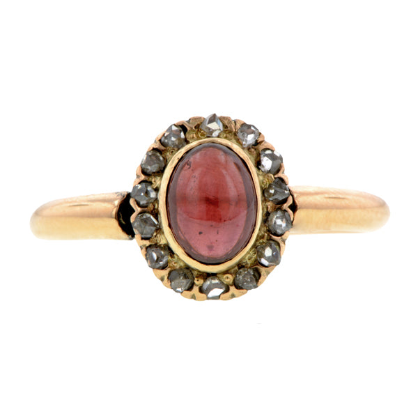 Vintage Garnet & Rose Cut Diamond Ring::