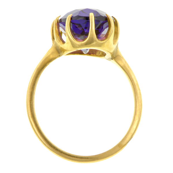 Antique Amethyst Ring::Engagement Ring, RBC 0.64ct:: featuring a round Brilliant cut