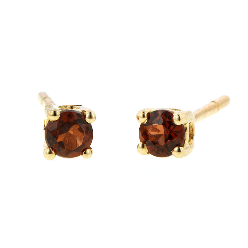 Garnet Stud Earrings: Garnet Stud Earrings set in Yellow Gold, sold by Doyle & Doyle vintage and antique jewelry boutique.