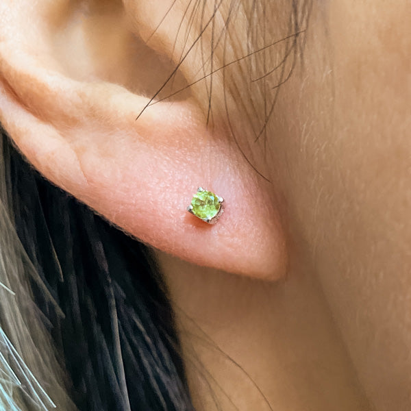 Round 3mm Peridot Stud Earrings sold by Doyle and Doyle an antique and vintage jewelry boutique