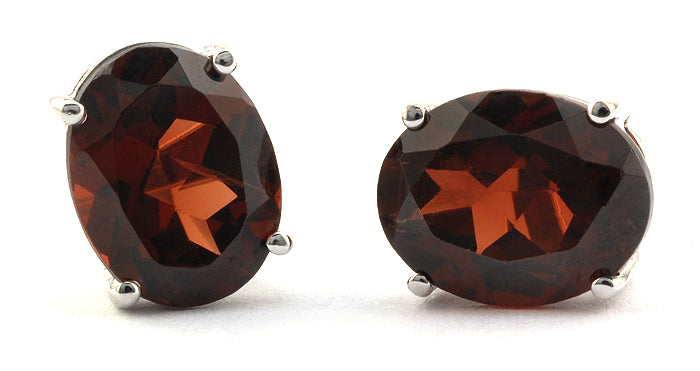 Oval Garnet Stud Earrings, 6x8mm sold by Doyle and Doyle an antique and vintage jewelry boutique