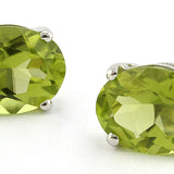 Oval Peridot Stud Earrings, 6x8mm sold by Doyle and Doyle an antique and vintage jewelry boutique