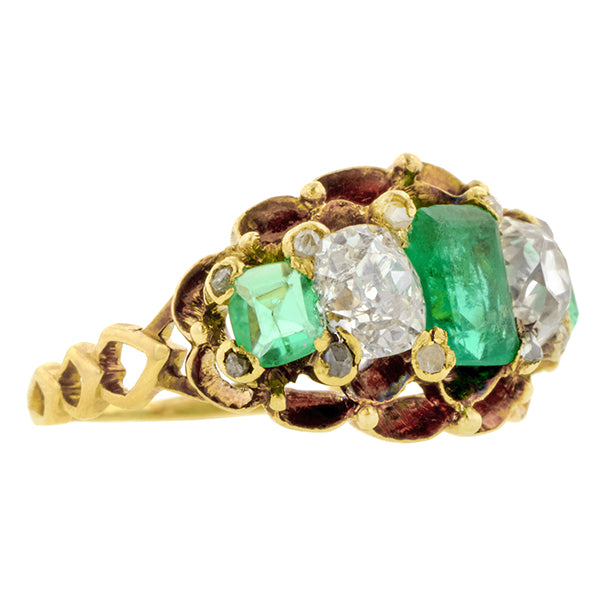 Victorian Emerald & Diamond Ring::Doyle & Doyle