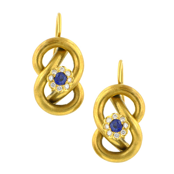 Victorian Sapphire & Diamond Drop Earrings :: Doyle & Doyle