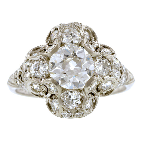 Vintage Diamond Engagement Ring, Old Euro 1.02ct