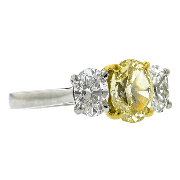 Vintage Fancy Yellow Diamond Ring, Oval 1.58ct::Doyle & Doyle
