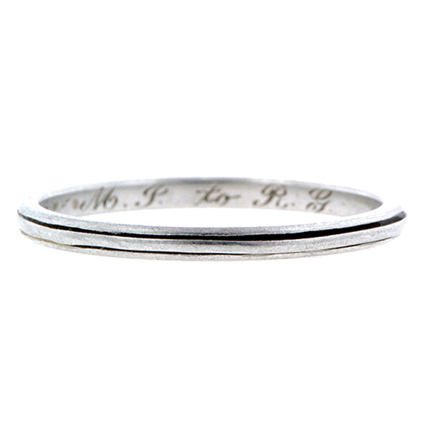 Vintage ring: a Platinum Double Ridge Wedding Band sold by Doyle & Doyle vintage and antique jewelry boutique.