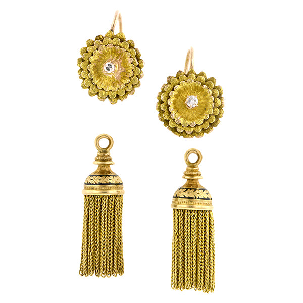Antique DayNight Diamond Tassel Earrings :: Doyle & Doyle