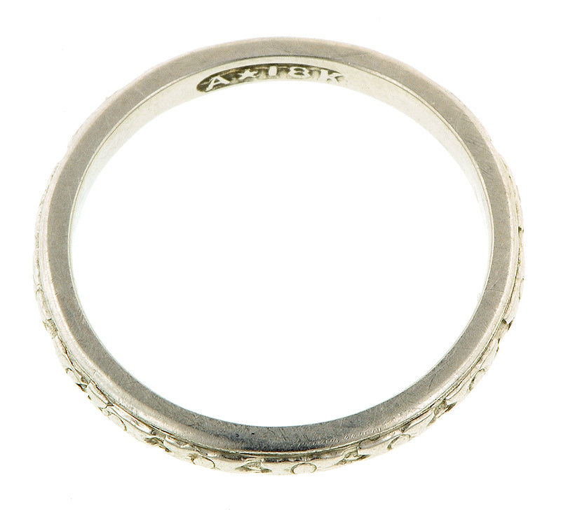 Patterned White Gold Wedding Band