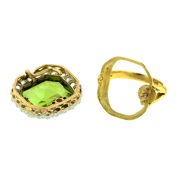 Antique Peridot & Diamond Convertible Ring/Pendant:: Doyle & Doyle