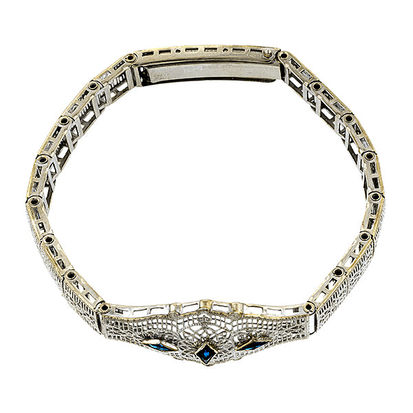 Art Deco Filigree Sapphire Bracelet
