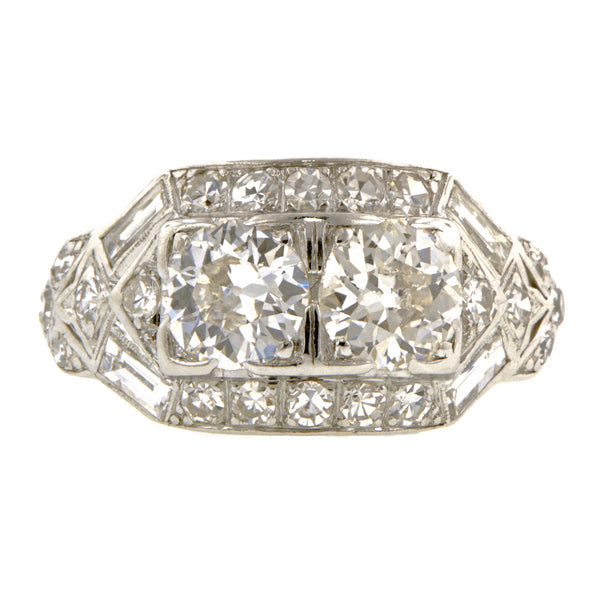 Art Deco Twin Stone Engagement Ring, Old Euro 1.10ctw:: Doyle & Doyle