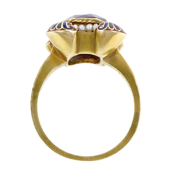 Art Deco Amethyst, Pearl & Enamel Ring