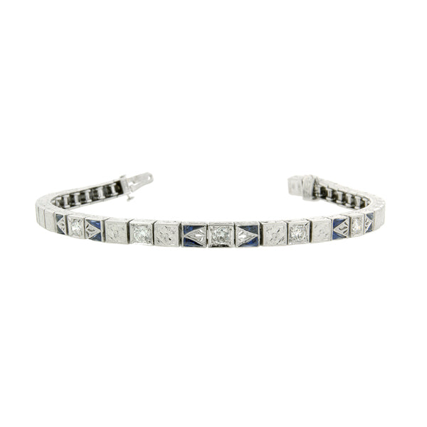 Art Deco Diamond & Sapphire* Link Bracelet::Doyle & Doyle