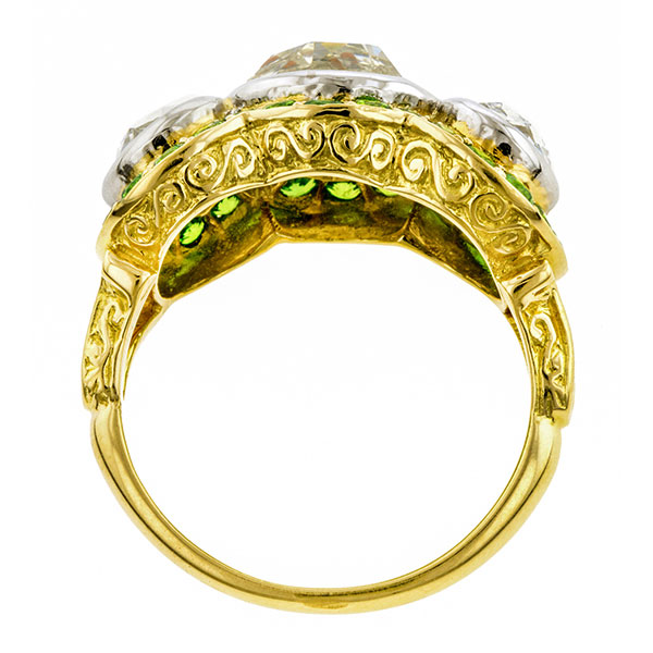 Estate Rose Cut & Tsavorite Garnet Engagement Ring
