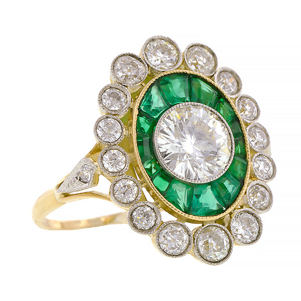 Diamond & Emerald Frame Ring, TRB 1.03ct::Doyle & Doyle