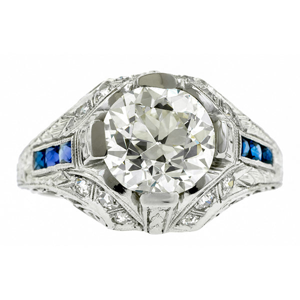 Art Deco Diamond Engagement Ring, Circular Brilliant; 2.20ct