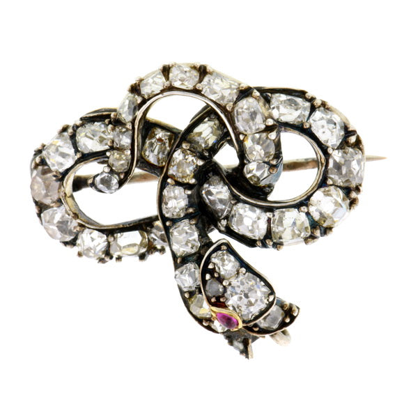 Diamond & Ruby Snake Pin :: Doyle & Doyle