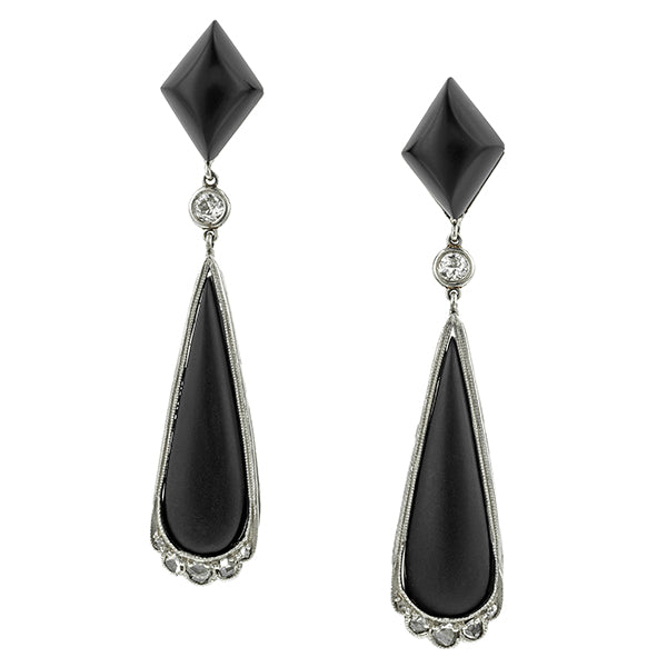 Art Deco Onyx & Diamond Earrings:: Doyle & Doyle