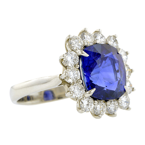 Sapphire & Diamond Cluster Ring :: Doyle & Doyle