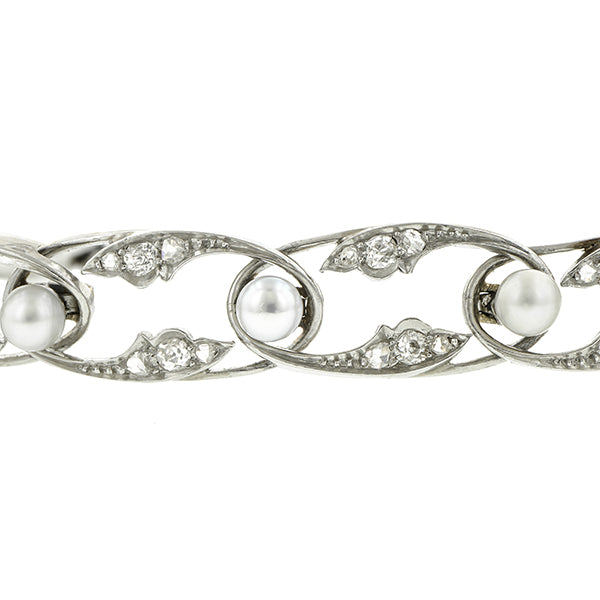 Edwardian Pearl & Diamond Bracelet