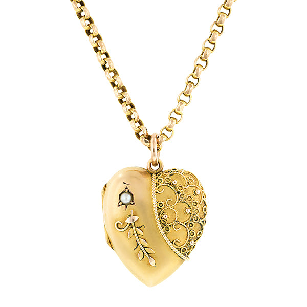 Antique Heart Locket & Chain:: Doyle & Doyle